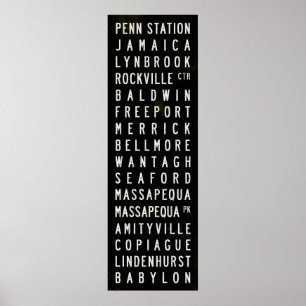 Poster Ligne art de la voie ferrée LIRR Babylone du Long