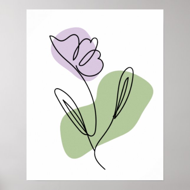 Poster Ligne artistique de fleurs (Devant)
