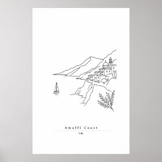 Poster Ligne artistique minimale de la côte amalfitaine |