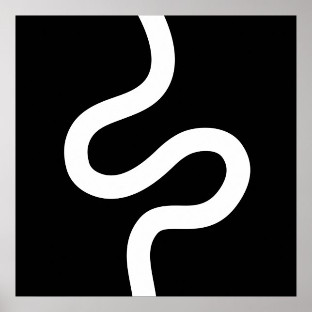 Poster Ligne courbe 02 - Blanc sur noir (Devant)