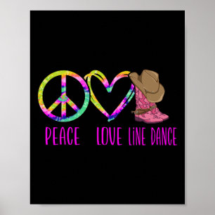 Poster Ligne Danse Danse Enseignant Tie Dye Peace Love Li