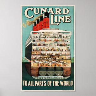 Poster Ligne de Cunard (à toutes les régions du monde)