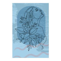 Ligne de dessin Boho Woman Art moderne mur