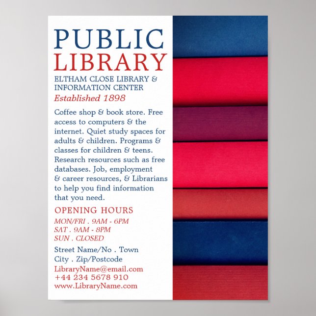 Poster Ligne de livres, Bibliothèque publicitaire (Devant)