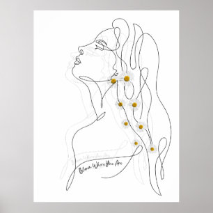 Poster Ligne Dessin artistique de la femme - Fleur où vou