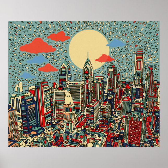 Poster ligne d'horizon philadelphie (Devant)