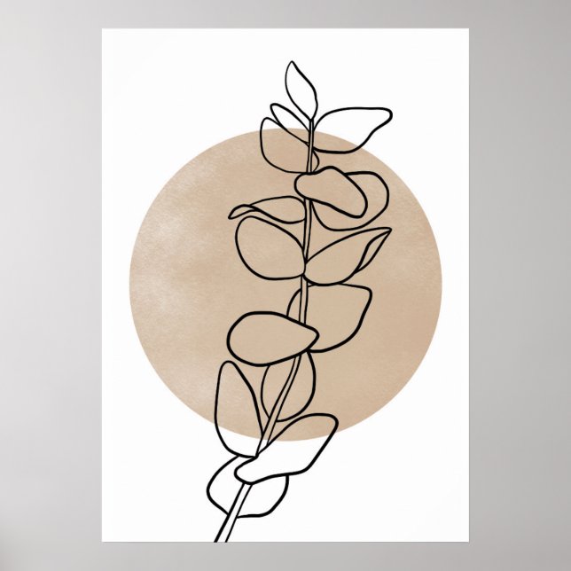 Poster Ligne Eucalyptus Art Neutre Couleurs Moderne (Devant)