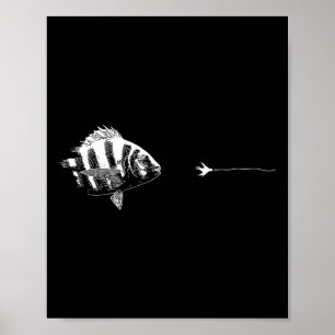 Poster Ligne graphique de pêche à la mouche - Sheepshead 