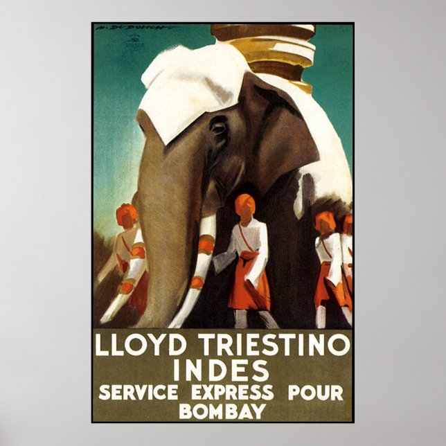 Poster Ligne Lloyd Triestinao à Bombay (Devant)