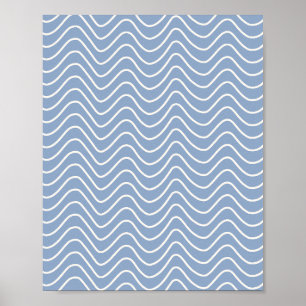 Poster Ligne minimale Chevron Motif bleu