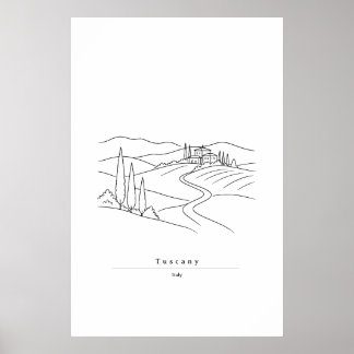 Poster Ligne minimale de Toscane | Campagne italienne