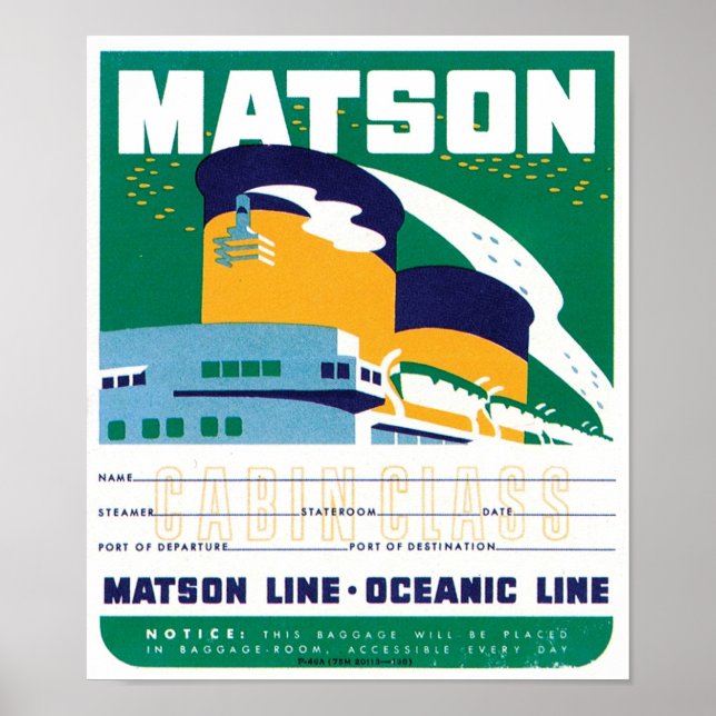 Poster Ligne océanique Matson (Devant)