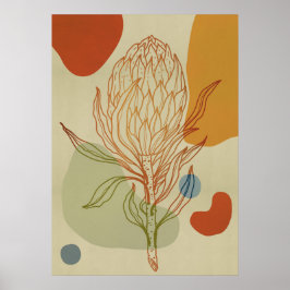 Poster Ligne Protea Abstrait Formes botaniques tendance