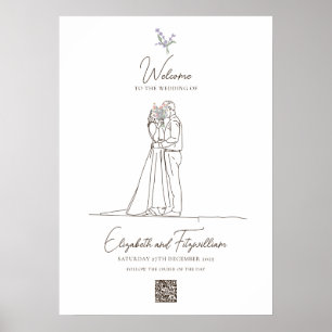Poster Ligne romantique minimale Art Couple Fleurs Accuei