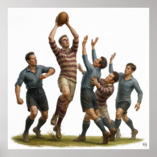 Poster Ligne - Rugby Vintage