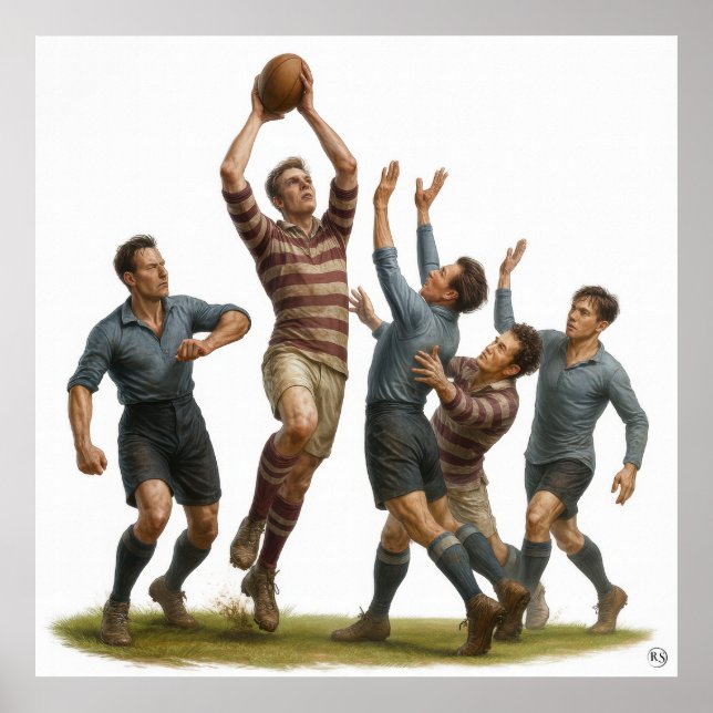 Poster Ligne - Rugby Vintage (Devant)