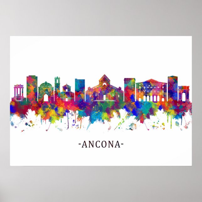 Poster Ligne Skyline Ancône Italie (Devant)