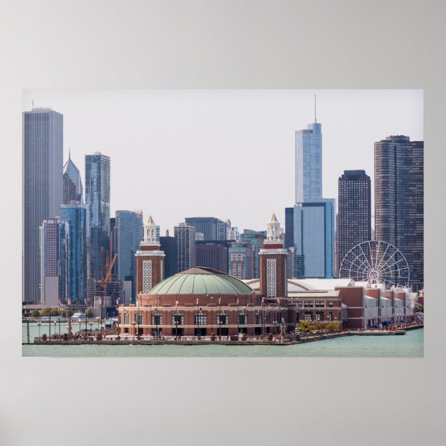 Poster Ligne Skyline de Chicago Illinois City (Devant)