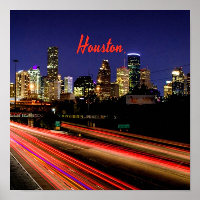 Poster Ligne Skyline de Houston Texas City (Devant)