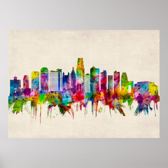 Poster Ligne Skyline de Kansas City Missouri (Devant)
