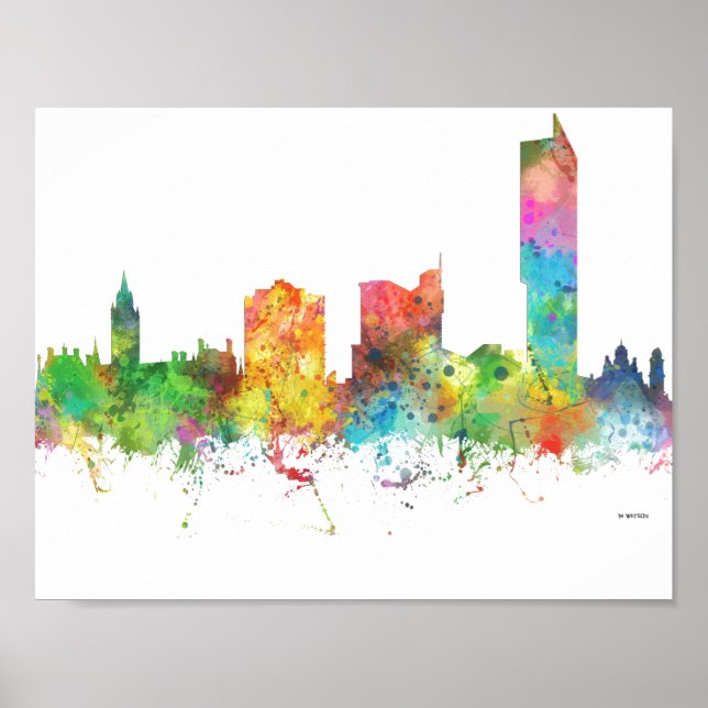POSTER LIGNE SKYLINE DE MANCHESTER EN ANGLETERRE (Devant)