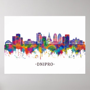 Poster Ligne Skyline Dnipro Ukraine