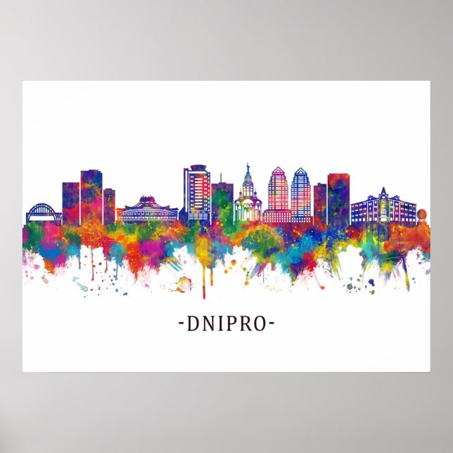 Poster Ligne Skyline Dnipro Ukraine (Devant)