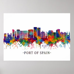 Poster Ligne Skyline Du Port D'Espagne Trinité-Et-Tobago
