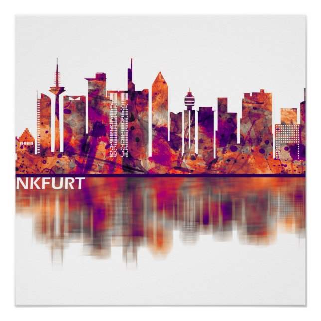 Poster Ligne Skyline Francfort-Allemagne (Devant)