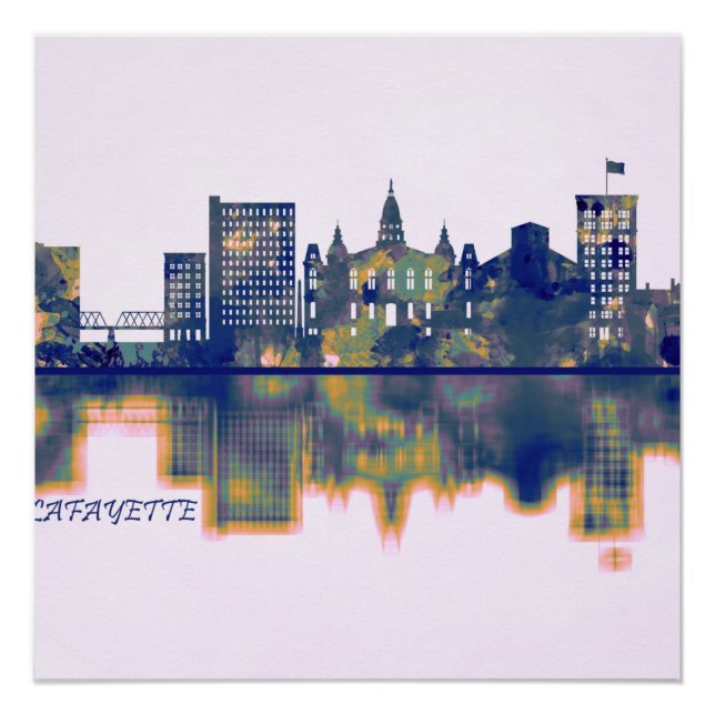 Poster Ligne Skyline Lafayette (Devant)