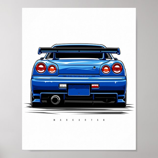 Poster Ligne Skyline R34 GTR (Devant)