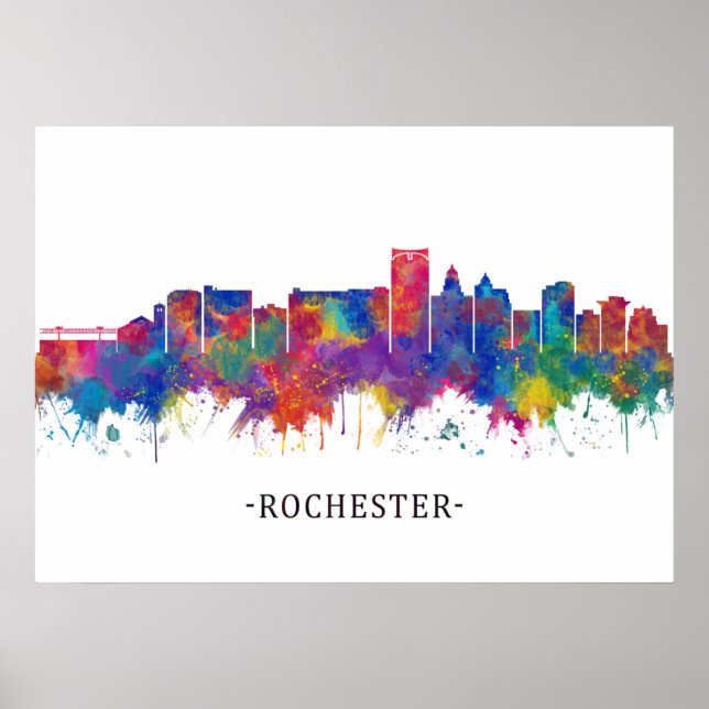 Poster Ligne Skyline Rochester Minnesota (Devant)
