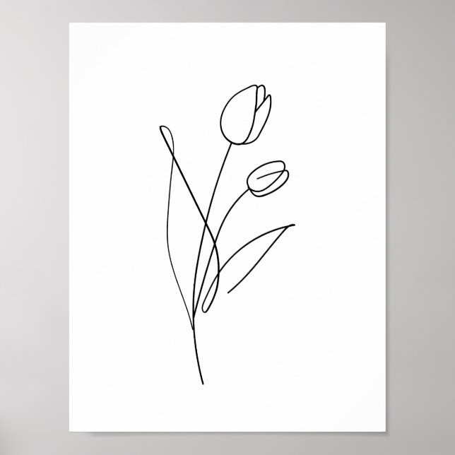 Poster Ligne Tulip Imprimable Dessin minimal, art floral (Devant)
