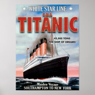 Poster Ligne White Star RMS Titanic - Le Navire de Rêves