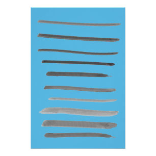 Poster Lignes Abstraites Croquis Eau Bleue Odeurs Océan
