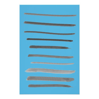 Poster Lignes Abstraites Croquis Eau Bleue Odeurs Océan