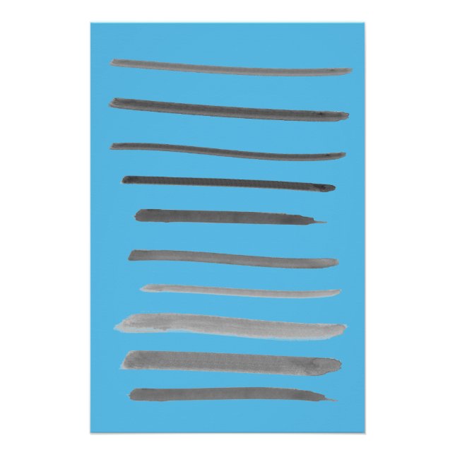 Poster Lignes Abstraites Croquis Eau Bleue Odeurs Océan (Devant)