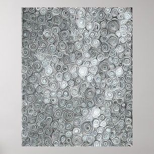 Poster Lignes Abstraites Lineal noir gris blanc