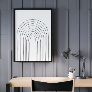 Poster Lignes blanches Abstraites minimalistes arc-en-cie