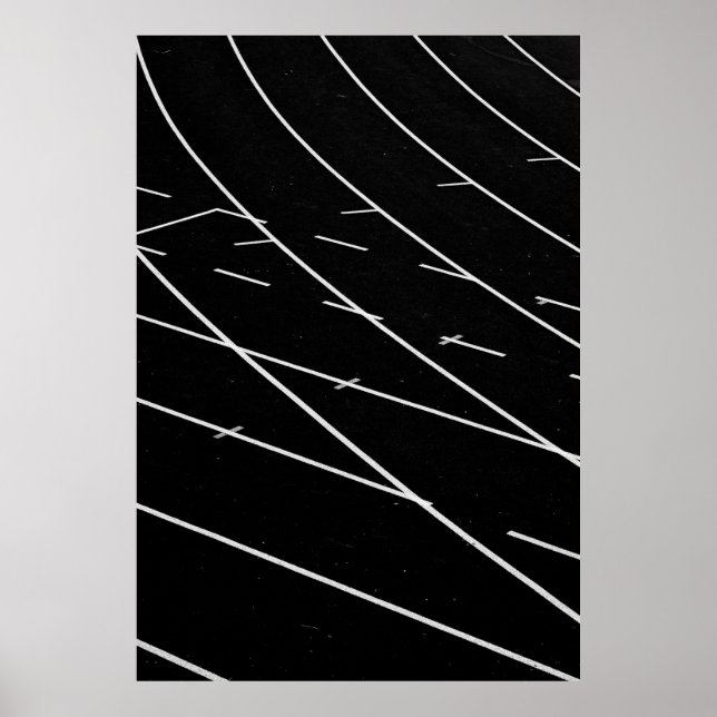 Poster Lignes blanches sur le terrain de piste (Devant)