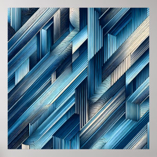Poster Lignes Bleues De Mouvement