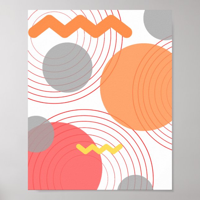 Poster Lignes de cercles Abstraits (Devant)