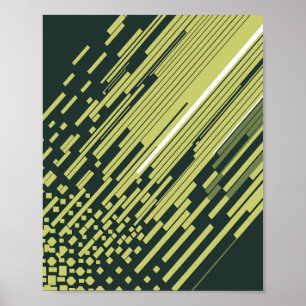 Poster Lignes de mouvement numériques vert citron sur fon