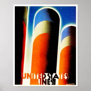 Poster Lignes des Etats-Unis