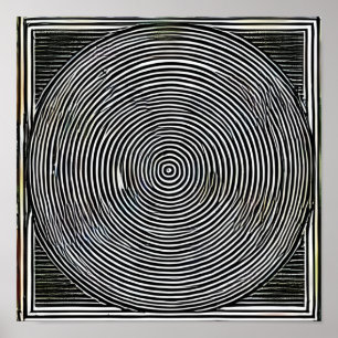 Poster Lignes et cercles noirs et blancs
