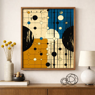 Poster Lignes et cercles sur des tons chauds et froids