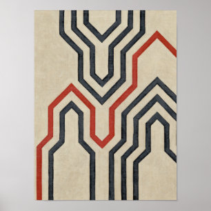 Poster Lignes graphiques orange et bleu