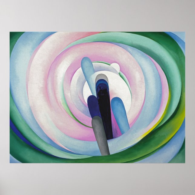 Poster Lignes grises avec noir, bleu et jaune | O'Keeffe  (Devant)