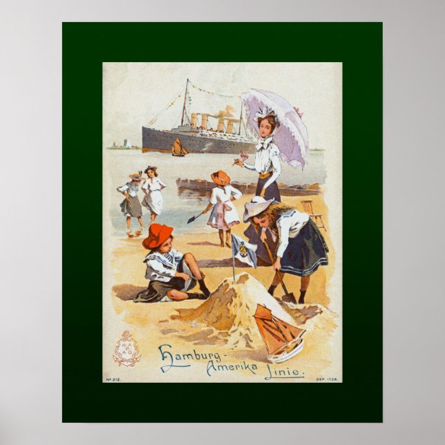 Poster Lignes Hambourg-Amerika~SS Victoria Luise~Children (Devant)