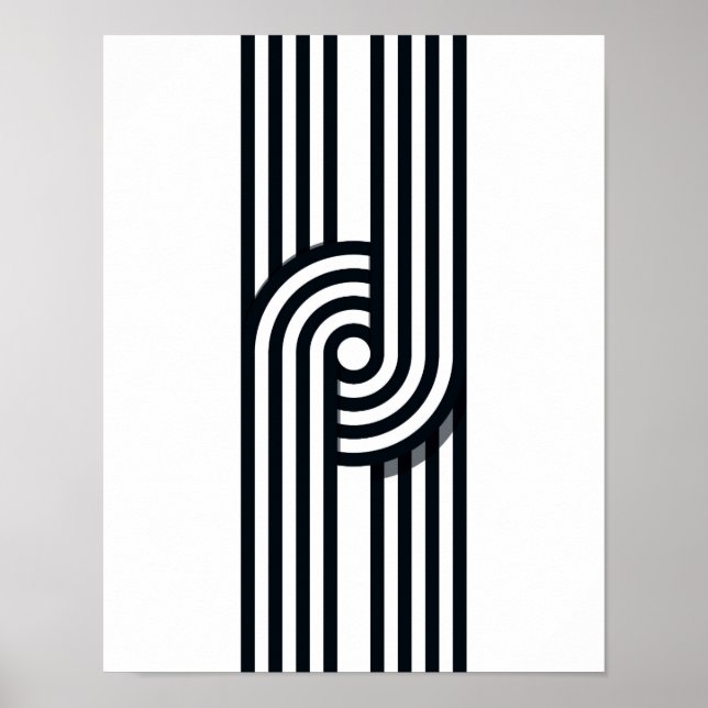 Poster Lignes parallèles Art Print - Ligne noire et blanc (Devant)
